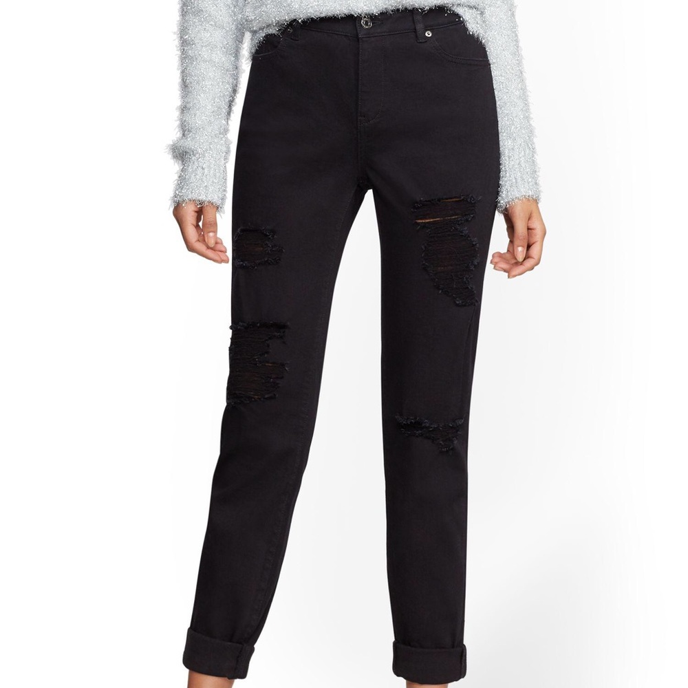 Boyfriend distressed ripped black jeans